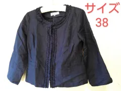 382 ROPE' PICNIC ノーカラージャケット 38号 黒 麻55％