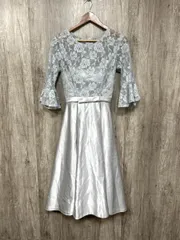 R レース サテン 結婚式二次会 ドレス ワンピース sizeS/青 ■■ レディース