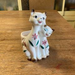 ヴィンテージ陶器1950年仔猫ペアプランターLos Angels