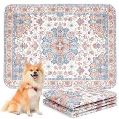 ULIGOTA洗える ペットシーツ 犬 猫用 洗えるペットマット おしっこマット ペットマット エスニック柄 下敷きマット 洗える 速乾 繰り返し使える（48×60cm ベージュ）