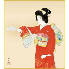 [Shikishi (decorative paper board)] Reproduction of Uemura Shōen's "Jo no Mai" (Opening Dance), Shikishi, Special Craft Painting, Figure, Beauty Painting, Japanese Painting, Masterpiece, Artwork, Replica K10-014