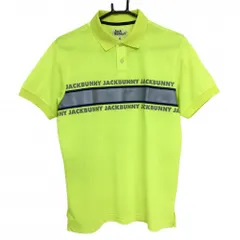 ★値下げ★ジャックバニー 半袖ポロシャツ 蛍光イエロー×シルバー 腹部ライン  メンズ 4(M) ゴルフウェア Jack Bunny