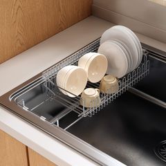 「6ヶ月延長保証」 水切りラック 伸縮式 ステンレス 大容量 収納ラック 軽量 水切りトレー 多用途 お碗 お皿 幅38~51cm コーヒーカップ ティーセット