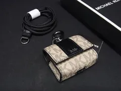 ■新品■未使用■ MMICHAEL KORS マイケルコース MK柄 PVC AirPodsケース エアポッズケース キーホルダー ベージュ系×ブラック系 BG6631