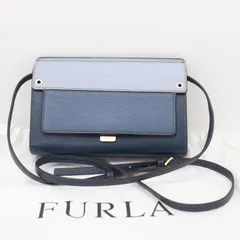 ITDUT5WY3YBO FURLA フルラ レザー ウォレットショルダーバッグ バイカラー ブルー ライトブルー お出かけ 買い物 デート カジュアル 財布 カードケース 仕切り多め