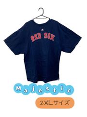 Majestic　半袖Tシャツ　ネイビー　レッドソックス　RED　SOX　PANDA　刺繍風プリント　タグ文字擦れ　U-447