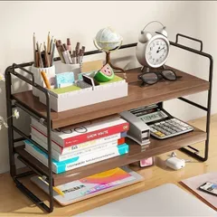 新品未使用☆ラック棚 デスク上　ミニラック 卓上ラック　机上ラック　収納棚 ラック 北欧 オープンラック アイアン　置棚　高さ調整　2段
