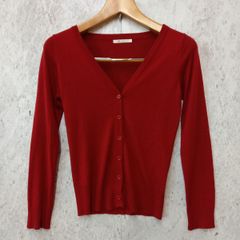 M.deux エムドゥ Vネック ニット カーディガン 薄手 レッド Mサイズ◎＿〇◇