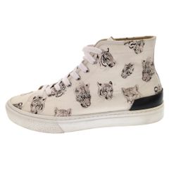HERMES (에르메스) Clap sneaker 표범 타이거 프린트 하이컷 스니커 화이트
