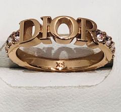 ★クリスチャンディオール Christian Dior 指輪 8号 XSサイズ ロゴ ゴールド色 ディオレボリューションリング 箱付 中古 005666