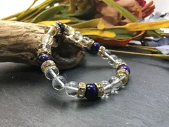 パワーストーン ブレスレット パープルタイガーアイ&水晶 （ゴールド）レディース 女性  数珠ブレス 開運 プレゼント ギフト  [4]