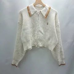 ◇ ⊇ AND SEARCH アンドサーチ 両開きファスナー ニット 長袖 カーディガン サイズM アイボリー系 レディース E  【1502030002928】