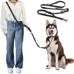 【特売】FINGOOO 犬 リード 6in1多機能 ショルダー・車用リード 肩掛け シートベルト 長1.5-2.5ｍ 伸縮性あり 反射材料 調節可能 ショック吸収可能 大型犬 小型犬 中型犬 ペット