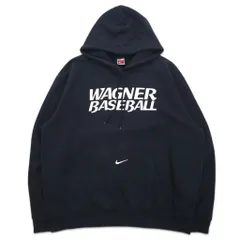 NIKE 00年代 TEAMタグ WAGNER BASEBALL プリントパーカー XL ブラック コットン センタースウッシュ ロゴ刺繍