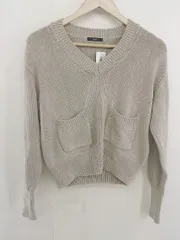 ◇ URBAN RESEARCH ROSSO ロッソ Vネック 長袖 ニット カットソー サイズF ベージュ レディース  【中古】 【1207040000444】