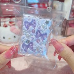 No.226   アクリル小物ケース　トラベル　ケース　クリア　硬質ケース　ホイップデコ　シリコンシーラント　　紫　パープル　ハート　リボン　パステルカラー　推し活グッズ　Teahandmade