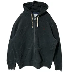 フルジップ ポロ ラルフローレン リバースウィーブ 2XL パーカー グレー メンズ 古着 長袖