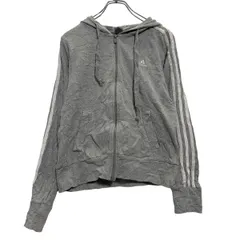 adidas ジップアップ ロゴスウェット パーカー S グレー ホワイト アディダス 古着卸 アメリカ仕入 a603-5156