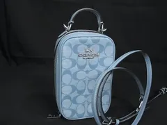 ■新品■未使用■ COACH コーチ シグネチャー キャンバス×レザー クロスボディ ショルダーバッグ レディース ブルー系 AU6067 
