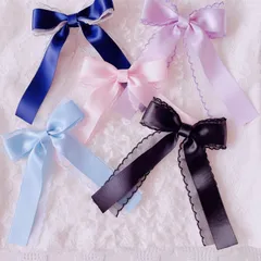 ❤️235 スカラップレースサテンリボンクリップピン❤️2個セット