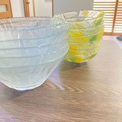 ★未使用品 おしゃれ食器 ガラス サラダボウル そうめん鉢 食器セット★