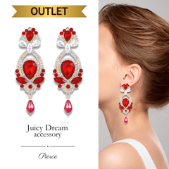 【OUTRET】ピアス ビジューピアス ステージアクセサリー コンテスト ドレス ビキニ 大ぶり 舞台 撮影 赤
