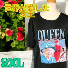 【UKレジェンド】エリザベス女王 Tシャツ ブラック 2XL相当 英国王室