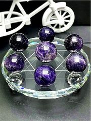 天然～愛の守護石～夢幻紫水晶アメジスト丸玉七星陣B86G7/50G01B
