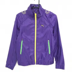 【超美品】プーマ 3WAYリバーシブルジャケット パープル ドット柄 ネック中綿 袖着脱可 袖裏メッシュ レディース M ゴルフウェア PUMA