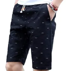 [レリカ] フィッシュボーン ゆったり ハーフ チノ パンツ 五分丈 メンズ ストレッチ ショーツ クロップパンツ ゴルフウェア 川 子供服 ハーフパンツ ゴルフ ランニング BBQ (M, ブラック) [ブラック] [M]