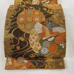 袋帯 秀品 鴛鴦 草花 唐織 金糸 金色 六通 正絹 【中古】 - バイセル 