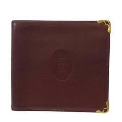 Cartier カルティエ マストライン 財布 二つ折り財布 折り財布 コンパクトウォレット 札入れ ロゴ レザー ボルドー ゴールド金具