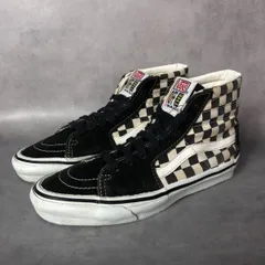 GQ3851◇VANS : 90's USA製 SK8-HI◇チェッカーフラッグ柄 バンズ スケートハイ