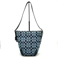 【中古】美品 COACH コーチ シグネチャー キャンバス レザー ショルダー バッグ eH0984N