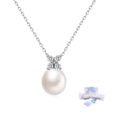 【新着商品】誕生日 上品 ジルコニア プレゼント ペンダント 真珠 金属アレルギー対応ネックレス シルバー925 四つ葉のクローバー【幸運のお守り】 レディース パールネックレス 淡水 [PHNIBIRD]