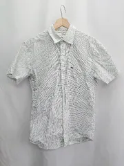 ◇ ⊂◎ LACOSTE ラコステ 綿 チェック柄 半袖 シャツ サイズ4 ホワイト グリーン系 メンズ E  【1411280049938】