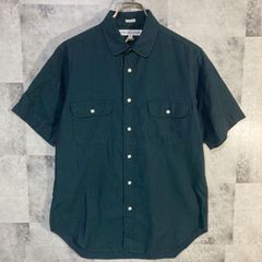 USA製 INDIVIDUALIZED SHIRTS インディヴィジュアライズド シャツ半袖 ラウンドカラーシャツ コットン グリーン M