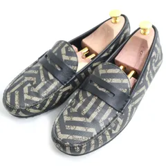 【ドンドン見直し】極美品◆グッチ 429357 カレイド GGスプリーム ドライビングシューズ/ローファー ブラック×ベージュ 9 伊製 メンズのサムネイル