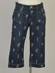 アルベロベロ ALBEROBELLO ぶたさん デニムパンツ 刺繍 Sサイズ ネイビー レディース j_p F-M13260