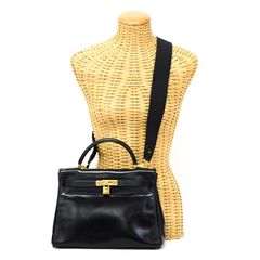 エルメス HERMES ケリー 32 内縫い ボックスカーフ (レザー) GD金具 〇U刻印 1991年 ハンドバッグ 手提げかばん トップハンドルバッグ ビジネスバッグ ヴィンテージ ノワール (ブラック) 正規品 中古 mbk29001