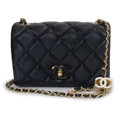 シャネル マトラッセ ミニ フラップ チェーン ココマーク ショルダーバッグ 斜め掛け ラムスキン レザー ブラック ゴールド金具 AS4973 CHANEL（未使用　展示品）