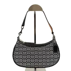【美品】COACH コーチ キャンバス シグネチャー ワンショルダーバッグ グレー レザー アクセサリ―ポーチ 6623 レディース