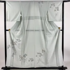 付下げ 身丈156cm 裄丈64cm M 単衣 藤 ぼかし 薄緑 正絹 名品 【中古】