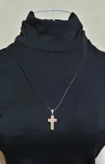 新品未使用☆ハンドメイド☆アースカラーの人工石クロスモチーフチョーカー☆