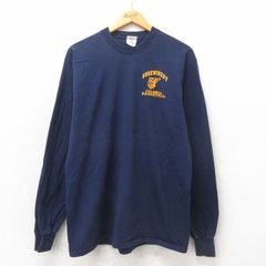 L/古着 フルーツオブザルーム 長袖 ビンテージ Tシャツ メンズ 00s バスケットボール コットン クルーネック 紺 ネイビー 25may21 中古
