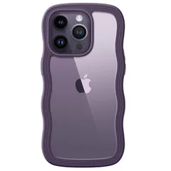 【特価商品】女性用 スマホカバー 女子向け 耐衝撃 うねうね 波状フレーム クリア ケース かわいい ハードPCバック 6.1インチ用 Pro 14 (ディープパープル) iPhone JEDirect