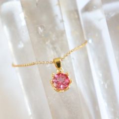 宝石ピンクトパーズのネックレス✧天然石 1粒 ペンダント