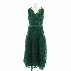セルフポートレイト self-portrait ロングワンピース ドレス フレア 花柄 ノースリーブ レース ウエストベルト ロゴ US0 緑 グリーン 紺 ネイビー ■GY18 /MQのサムネイル
