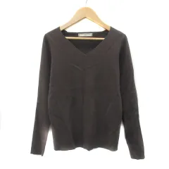 N.Natural Beauty Basic N.ナチュラルビューティーベーシック ニット カットソー 長袖 Vネック 無地 M チャコールグレー /YS20