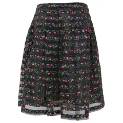 MS GRACY エムズグレイシー スカート ブラック系 38(M) 花柄 ボーダー Aラインスカート オーガンジー ミディ丈 ボトムス きれいめ フェミニン【レディース】